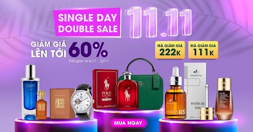 "Hàng Hiệu 11/11 - Single Day, Double Sale", giảm tới 60++, tặng ngàn voucher xịn, freeship 0Đ