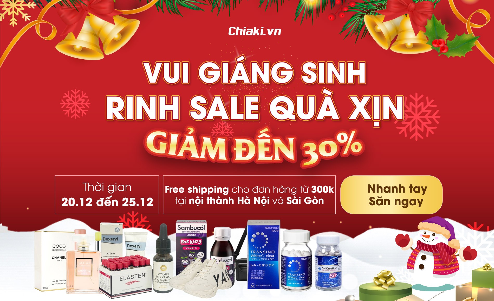 Mừng Giáng Sinh sale linh đình lên đến 30% với vô vàn ưu đãi tại Chiaki