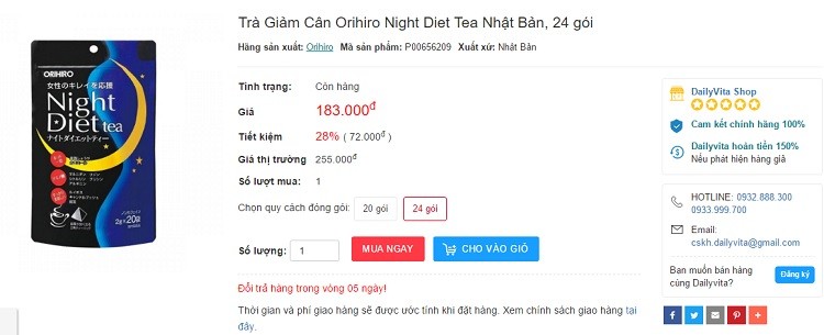 Tham khảo Trà Giảm Cân Orihiro Night Diet Tea Nhật Bản cùng nhiều sản phẩm khác tại DailyVita.vn trà giảm cân loại nào tốt, trà giảm cân của nhật loại nào tốt, loại trà giảm cân nào tốt nhất hiện nay, trà giảm cân loại nào tốt nhất, trà giảm cân nào tốt nhất, trà giảm cân nào tốt, trà giảm cân loại nào hiệu quả