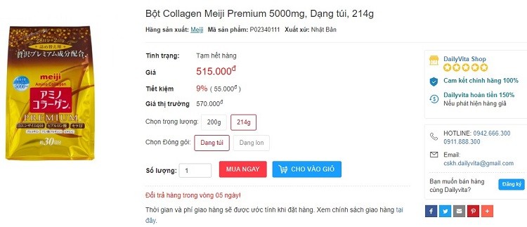 Review Collagen Meiji Premium dạng bột chi tiết Collagen Meiji Premium dạng bột