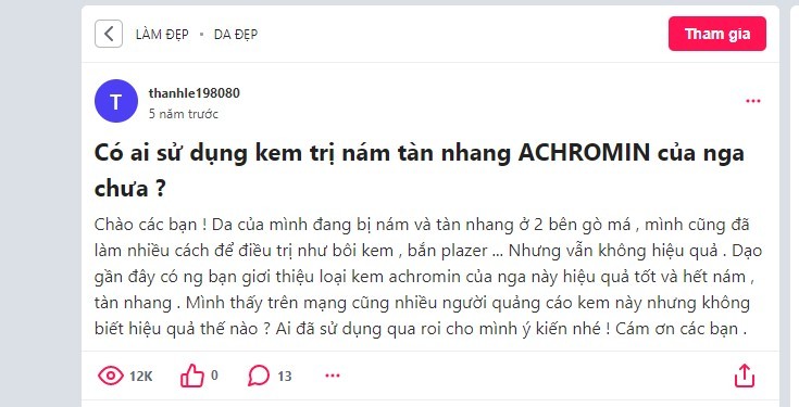 Kem trị nám Achromin của Nga review từ người dùng kem trị nám Achromin của Nga review, review về kem trị nám Achromin, kem trị nám Achromin giả, mua kem trị nám Achromin ở đâu, review kem trị nám Achromin, kem trị nám Achromin của Nga có tốt không, kem trị nám Achromin có tốt không, cách dùng kem trị nám Achromin, kem trị nám Achromin giá bao nhiêu, cách sử dụng kem trị nám Achromin