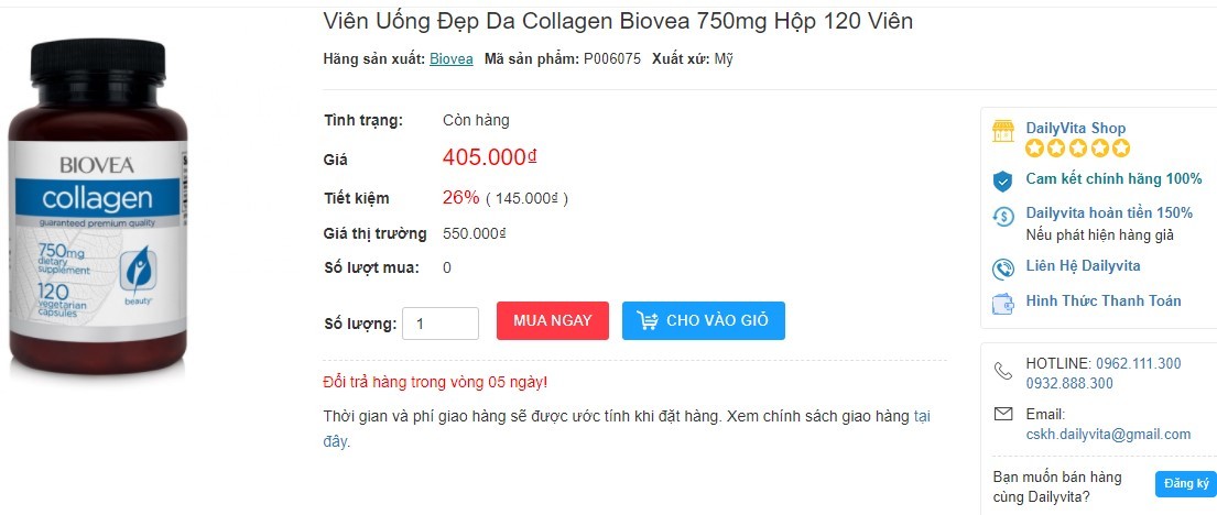 Review Collagen Biovea của Đức có tốt không Viên uống đẹp da Collagen Biovea 750mg Hộp 120 Viên
