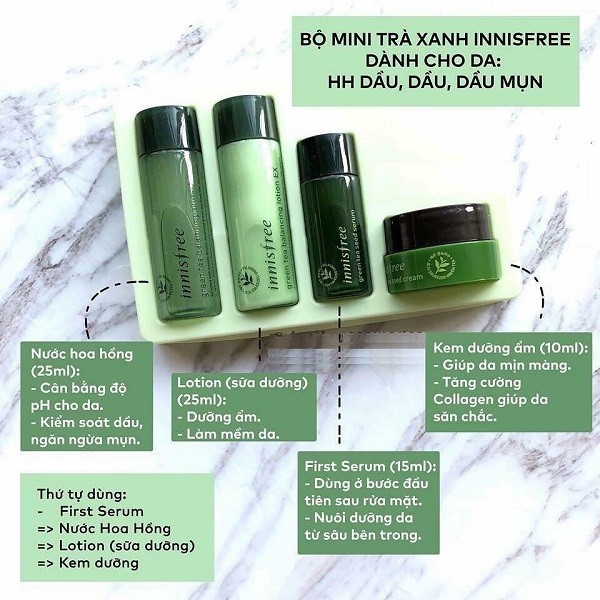 cách sử dụng bộ mỹ phẩm innisfree, hướng dẫn sử dụng bộ mỹ phẩm innisfree, quy trình sử dụng bộ mỹ phẩm innisfree