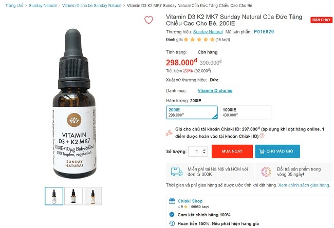 Vitamin D3 + K2 MK7 Đức mua ở đâu