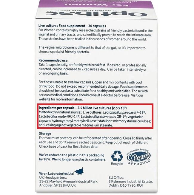 Thành phần Optibac tím